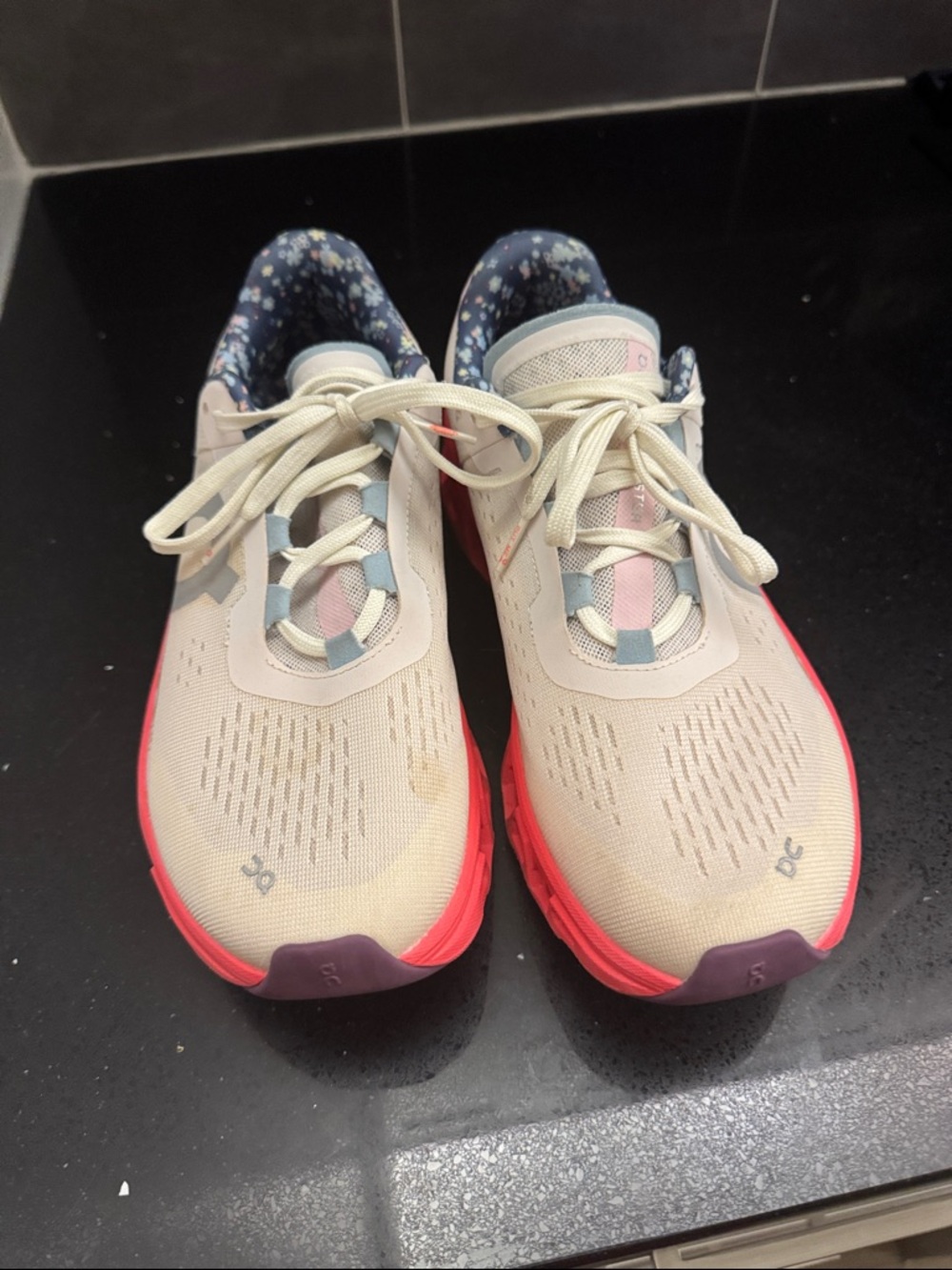 On Cloudmonster Running Shoes in Beige/pink and Coral FREE PEOPLE EXCLUSIVE - Picture 3 of 7